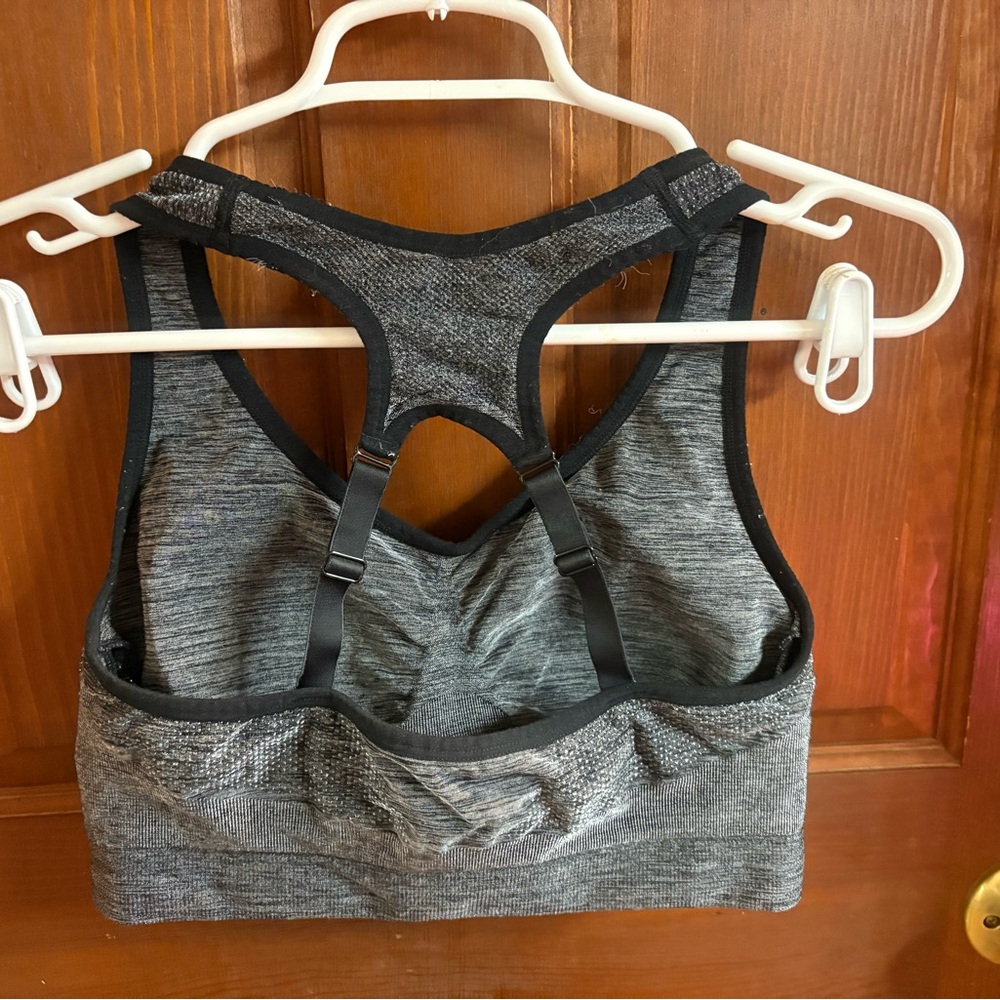 New Balance Gray Sports Bra with Black Trim
